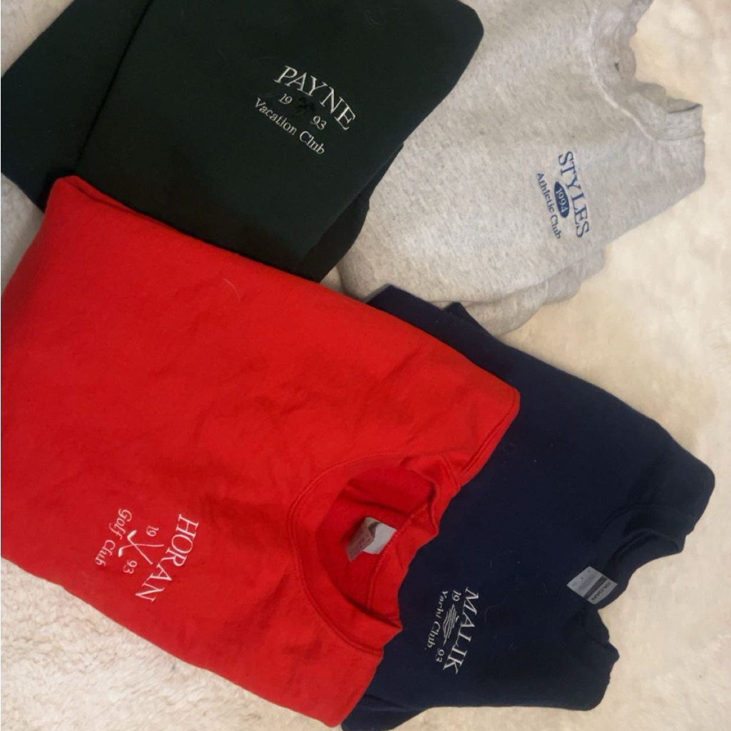 4 One Direction Crewnecks- Red, Gray, Navy, Green.
